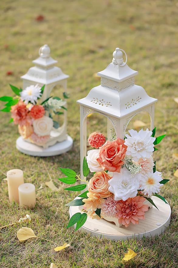 MISSPIN Artificial Flowers DIY Box Set Fake Roses Bouquet Bridal Wedding Flowers Colorful Centerpiece Table Decorations Boho Faux Floral with Stems Arrangements for Cake Home Party Indoor Outdoor