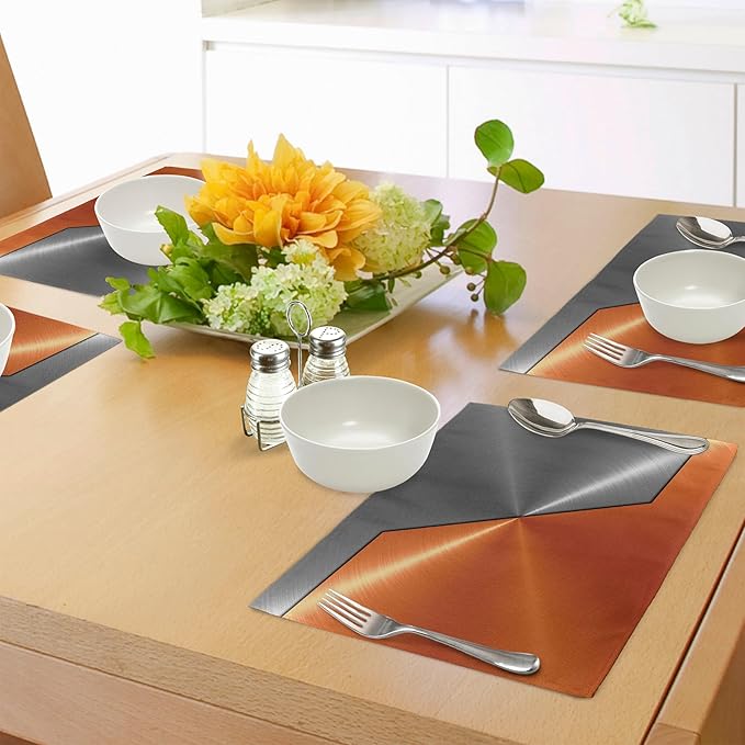 Ambesonne Orange and Grey Place Mats Set of 8, 3D Style Machinery Structure Image Detailed Vivid Modern Contrast Colors, Washable Fabric Placemats for Dining Table, Placemat 8 pcs, Orange Grey