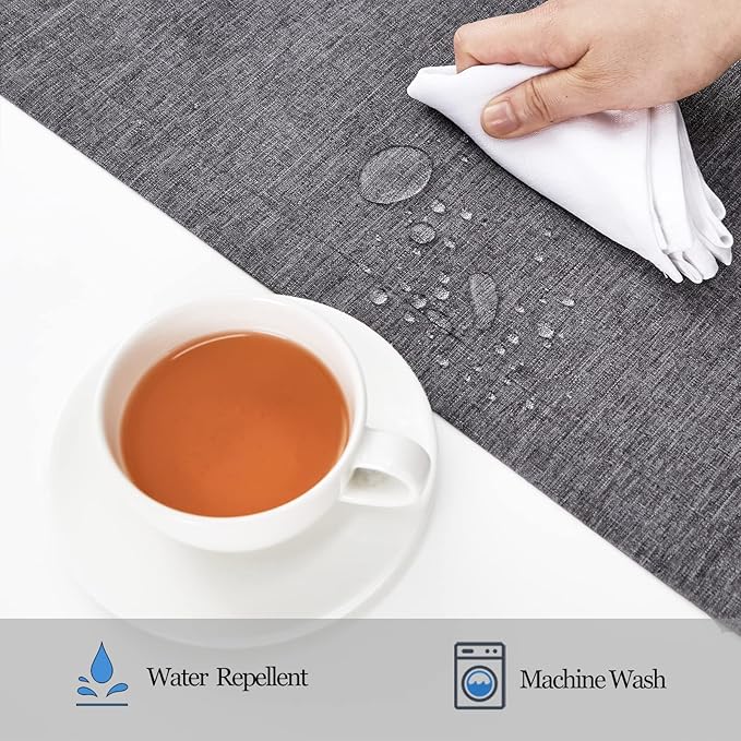 Mebakuk Cloth Placemats, Machine Washable Linen Style Thick Place Mats, Heat Resistant and Easy to Clean Fabric Table Mats for Kitchen Dining Table (Dark Grey, Set of 4)