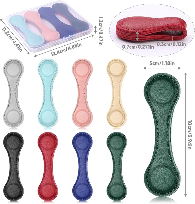 8 PCS Magnetic Bookmarks, Leather Magnetic Bookmarks for Women Men, Double-Sided Magnetic Book Mark Clip for Book Lovers Readers Teachers Students