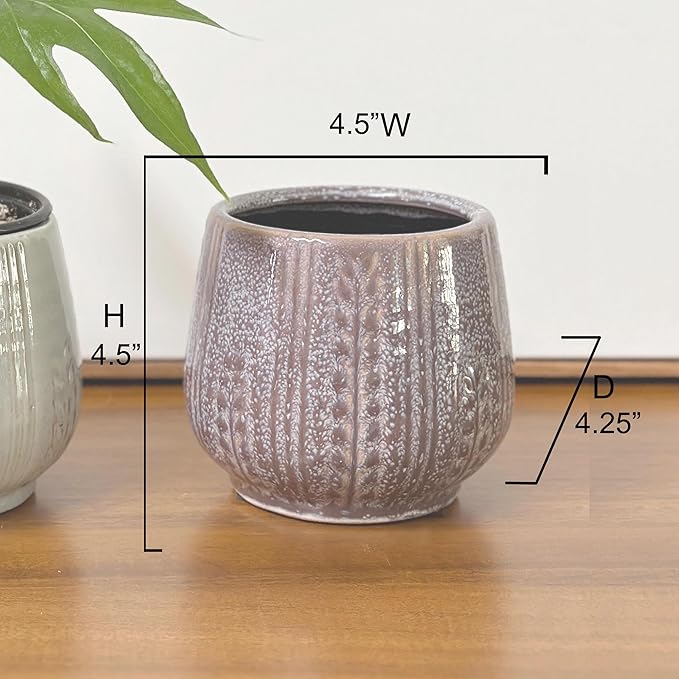 Admired by Nature 4.5" Ceramic Flower Planter, Ceramic Pot Planter, Indoor Ceramic Bowl, Houseplant Ceramic Pot, Decorative Planter for Indoor Plant Succulent Plant Home Décor, Lightweight, Lavender