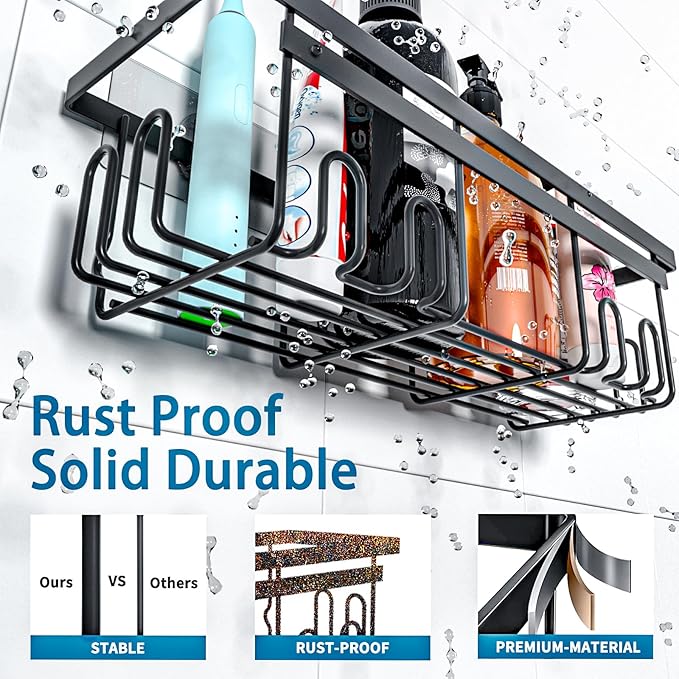 Shower Caddy - Corner & Hanging, Adhesive & Suction Cup Mounts (5 Pack)