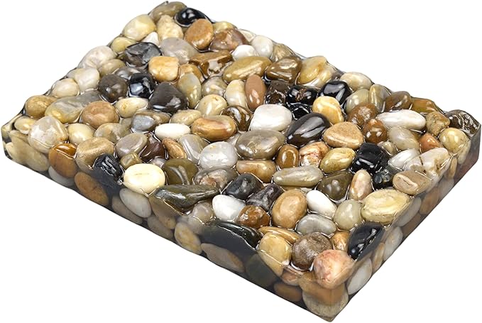 Handmade Stone Pebbles Soap Dish, Bar Soap Holder for Bathroom and Shower, Draining Rock Soap Dishes