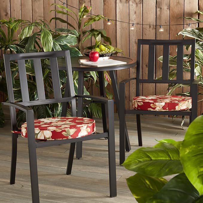 Greendale Home Fashions Outdoor 18-inch Round Reversible Seat Cushion, 2-Pack, Tuscan Floral 2 Count