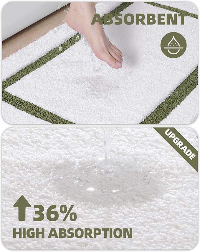 Color&Geometry Bathroom Rugs, Water Absorbent and Quick Dry Microfiber Bath Rugs-24"x43", Non-Slip, Machine Washable, Extra Soft Plush Bath Mats for Bathroom, Laundry Room, Shower and Tub