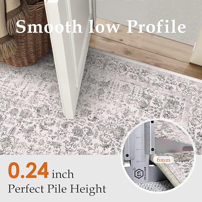 Black Entryway Area Rug 2x3 Door Mat Machine Washable Kitchen Vintage Distressed Non Slip Carpet Indoor Retro Floral Accent Throw Small Rug for Bathroom Office Bedroom Dining Room