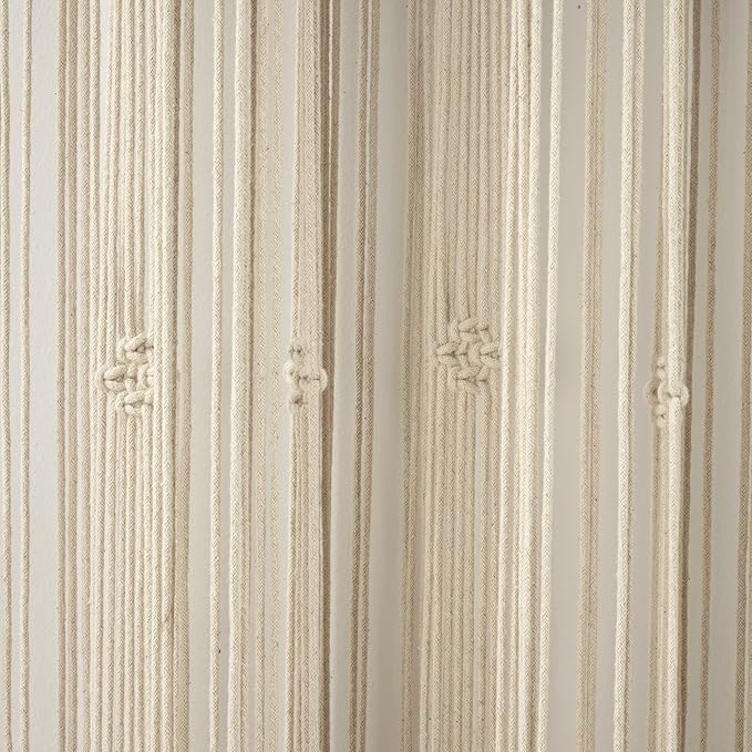 Lush Decor Boho Macrame Tassel Cotton Window Curtain/Room Divider/Wedding Backdrop/Wall Decor, 84" L x 50" W, Neutral