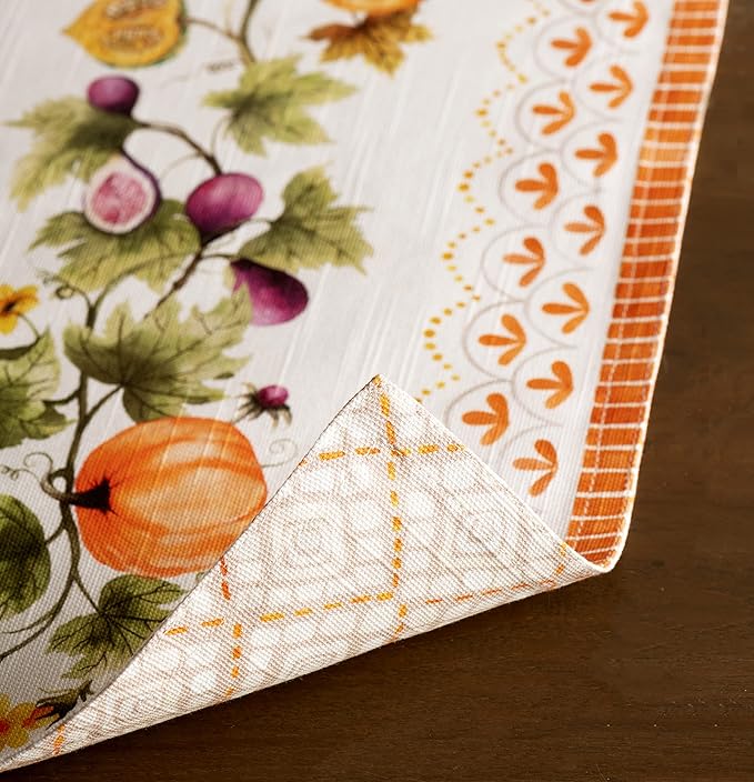 Maison d' Hermine Placemats Set of 4 100% Cotton Washable Cloth Place Mats, Reusable Table Mats for Kitchen Dining Decoration, Party, Wedding, Restaurant (Pumpkin Garden - Cloudy Cream, 13" x 19")