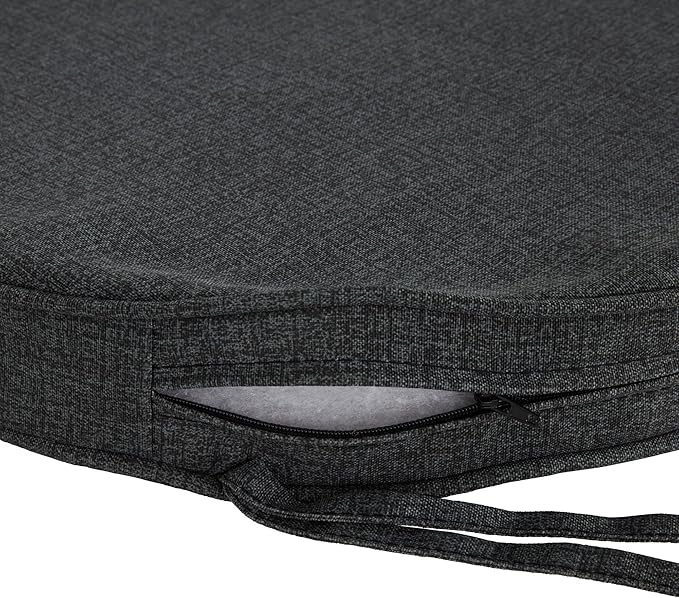 Greendale Home Fashions Outdoor 18-inch Round Reversible Seat Cushion, 2-Pack, Graphite 2 Count