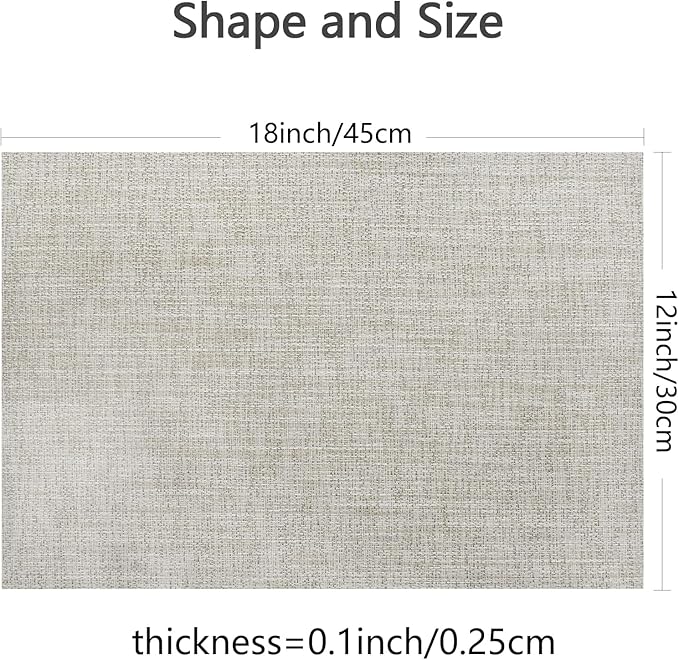 DACHUI Placemats Set of 6, Linen Look Woven Place Mats, Water Resistant, Heat Resistant, Washable, Durable Table Mats (Beige White)