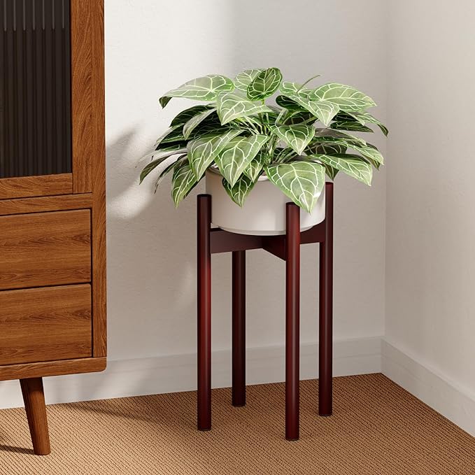 Adjustable Plant Stand Bamboo Reddish Brown Long Tall