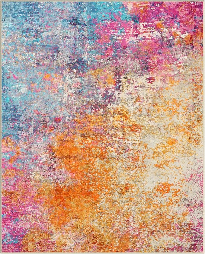 Lahome Modern Abstract Washable Living Room Rug, Colorful 8x10 Area Rugs for Bedroom Girls Kids Non Slip Low Pile, Large Soft Indoor Accent Carpet for Dining Room Table Home Decor