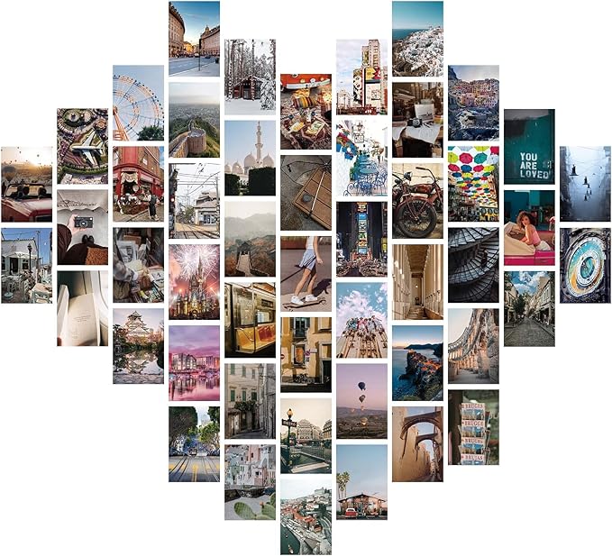 LA MAISON COZY Wall Collage Kit, Teen Posters Art Print, 50PCS 4x6'' Vintage Wall Decor Gift for Teen Girls' Dorm Room