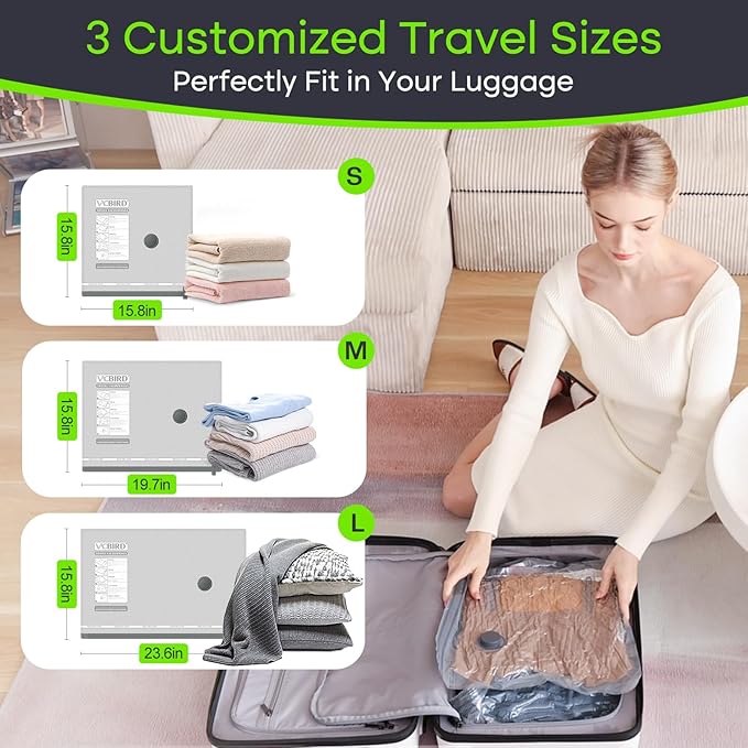 Travel Vacuum Storage Bags with USB Electric Pump, 15 Pack Compression Travel Packing Bags for Luggage and Suitcase, Carry-on Size Space Saver for Clothes and Clothing