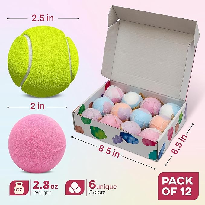 12 Extra Large Organic Bath Bombs for Women Men - Shea Butter & Essential Oil Infused, Moisturizing, Scented, Shower Lush Bathbombs kit for Girls, Bath Balls - Bath tub Accessories for Women