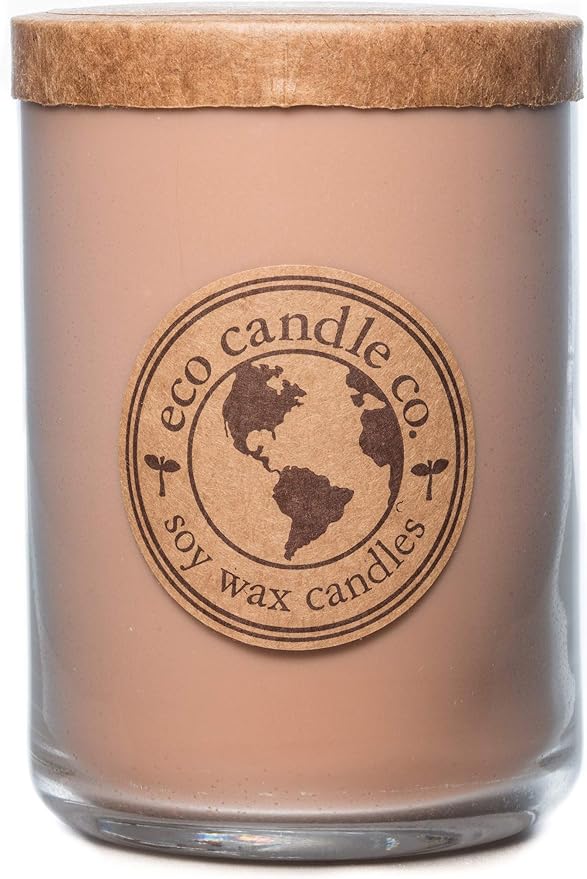 Eco Candle Co. Recycled Candle, Precious Woods, 26 oz. - Scents of Smoked Wood, Nutmeg, Musk, & Ylang - 100% Soy Wax, No Lead, Kraft Paper Label & Lid, Hand Poured, Made from Midwest Grown Soybeans