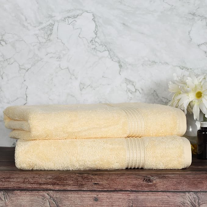 Superior Egyptian Cotton 2-Piece Bath Sheet Towel Set, Oversized Body Towels For Adults And Kids, Large Towel For Bath, Shower, Guest Bathroom, Spa, Gym, Resort, Essentials, Airbnb, Canary
