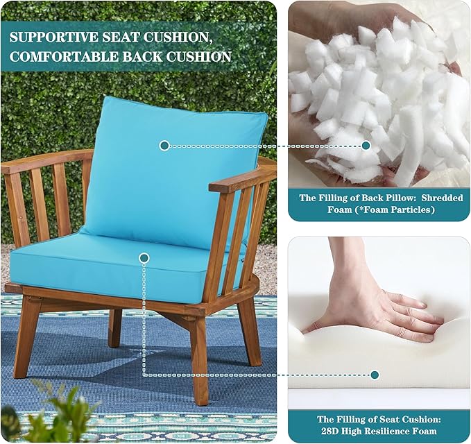 Outdoor Loveseat Cushion, Waterproof Fade & Tear Resistant Seat and Backrest Cushion Set for Patio Furniture,46x24 Inch, Teal