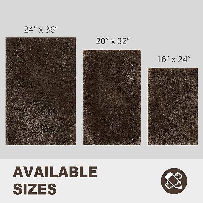 CozeCube Upgraded Shaggy Bath mat for Bathroom Non Slip 20" X 32", Super Soft Quick Dry Bath Rugs, Fluffy Plush Bathroom Rugs Machine Washable, Dark Brown