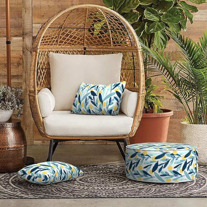 LVTXIII Outdoor/Indoor Lumbar Pillow Cases ONLY, 12” x 20” Patio Garden Decorative Lumbar Pillow Covers All Weather Lumbar Cushion Covers for Home Garden Sofa Use, Leaves Multi