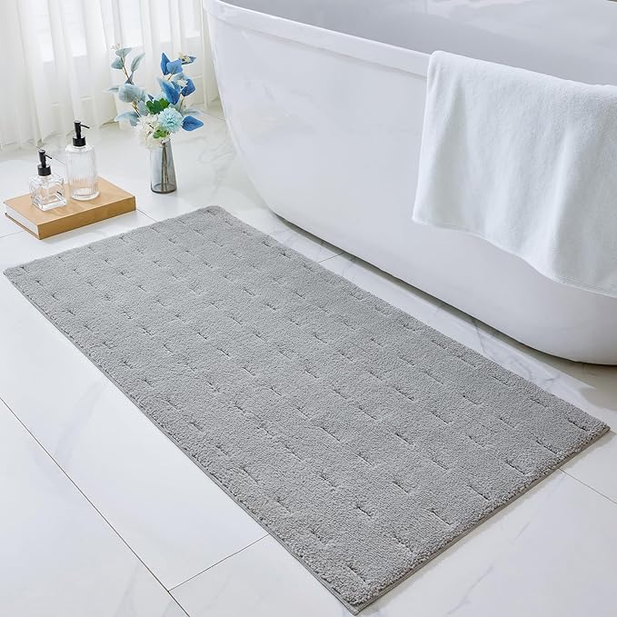 ILANGO Grey 60120 Bathroom Rugs Bath Mat Set, Dries Quickly,Non Slip Fluffy Shaggy Bath Washable Mats Set for Bathroom,Tub