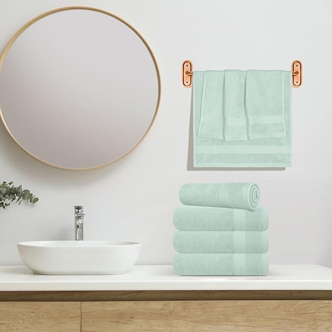 GLAMBURG Ultra Soft 6-Piece Hand Towel Set 16x28-100% Ringspun Cotton - Durable & Highly Absorbent Hand Towels - Ideal for use in Bathroom, Kitchen, Gym, Spa & General Cleaning - Sea Green