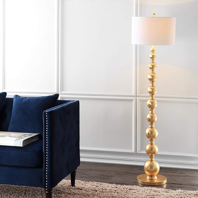 Jonathan Y JYL5048A Adriana 62.5" Metal LED Floor Lamp, Contemporary, Modern, Transitional, Office, Living Room, Family Room, Dining Room, Bedroom, Guest Room, Hallway, Foyer, Gold