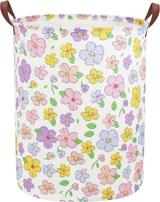 Kids Laundry Hamper,Flower Laundry Basket Collapsible Girls Storage Baskets for Home Decor,Office,Toy Organizer,(Flower)