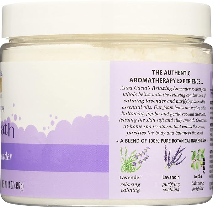 Aura Cacia Aromatherapy Foam Bath, Relaxing Lavender, 14 ounce jar