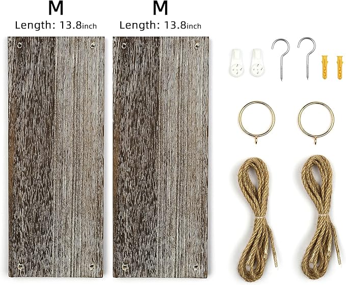 MITIME Hanging Shelves - Indoor Plant Shelf & Wall Hanging - Floating Shelves for Bedroom, Bathroom, Living Room - Macrame Wall Decor, Boho Style, Set of 2 (Medium)