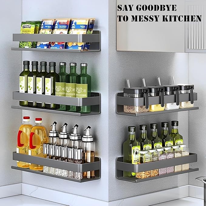 Stainless Steel Detachable Wall Mounted Floating Shelves for Kitchen, Bathroom, Baking Paint Process, Corrosion and Rust Resistant, Set of 1 Gray
