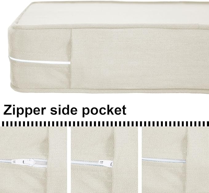 Deep Seat Cushions, Outdoor Cushions, Patio Furniture Cushions, Deep Seat & Back Cushion Patio Cushions for Backyard Couch Sofa Fade Resistant (22x24x4 inches 2 Sets, Beige)