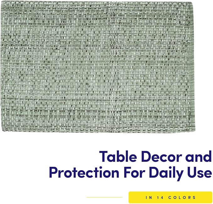 Sweet Home Collection 100% Cotton Placemats for Dining Room Rectangle Two Tone Woven Fabric 13" x 19" Soft Durable Table Mat Set, Set of 4, Light Green