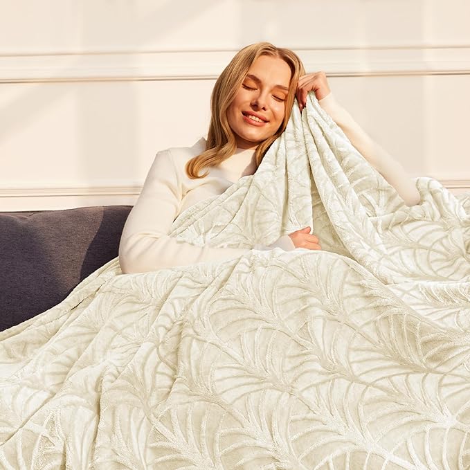Whale Flotilla Flannel Fleece Twin Size Blanket for Bed, Soft Fluffy Velvet Bedspread Coverlet with Decorative Vintage Pattern for All Season, Warm and Lightweight, 60x80 Inch, Ivory