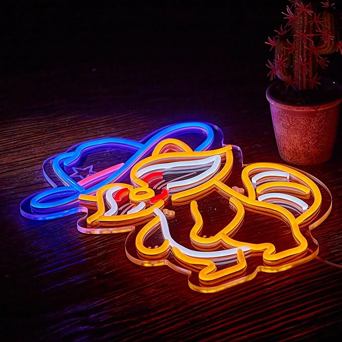 Cowboy Racoon Neon Sign Raccoon Neon Light Cowboy LED Sign USB Powered Dimmable Art Signs for Bar Pub Store Man Cave Kids Room 16.2 X 12.6 inch