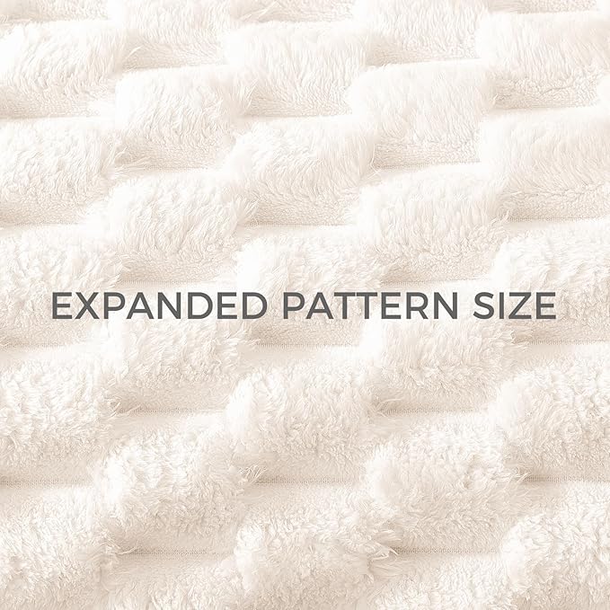 Whale Flotilla Throw Blanket for Couch with Jacquard Pattern, Fuzzy Soft Cozy Exquisite Blankets for All Season, Warm and Fluffy, 50x60 Inch, Ivory