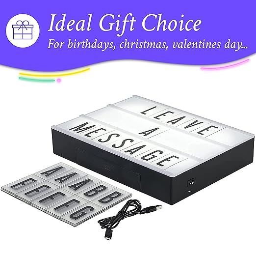 My Cinema Lightbox - 30x23cm Light Box with 100 Letters and Numbers - Personalised Light Box Sign