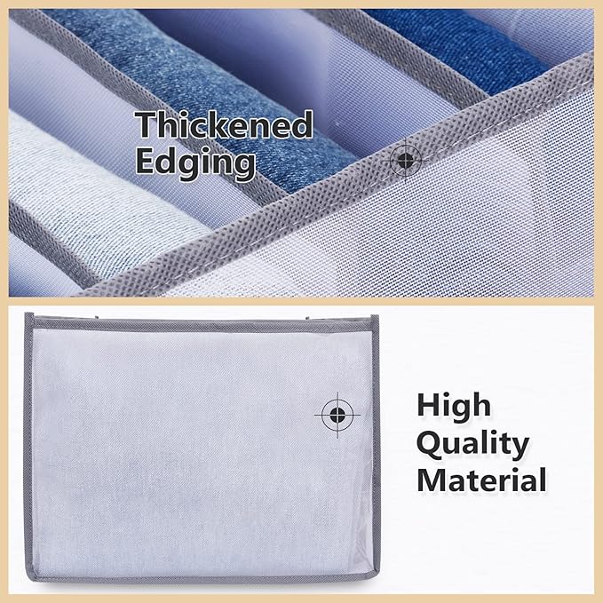 Upgraded Wardrobe Clothes Organizer, TIGARI Drawer Dividers for Clothes, Drawers Organizer for Clothes, Compartment Storage Box for Bedroom Dorm Room(Gray, 9 Grids)
