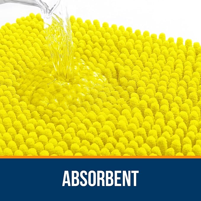 OLANLY Bathroom Rugs 24x16, Extra Soft Absorbent Chenille Bath Rugs, Rubber Backing Quick Dry, Machine Washable Bath Mats for Bathroom Floor, Tub and Shower, Home Decor Accessories, Lemon Yellow