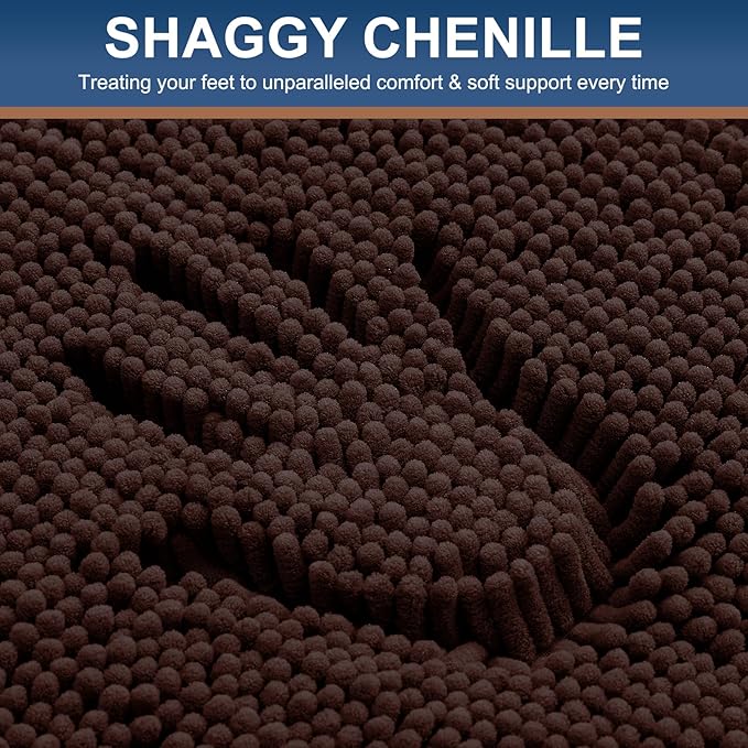Smiry Luxury Chenille Toilet Rugs U-Shaped 20x20, Soft Absorbent Non-Slip Contour Bathroom Rugs for Toilet, Machine Washable Contoured Bath Mats, Brown