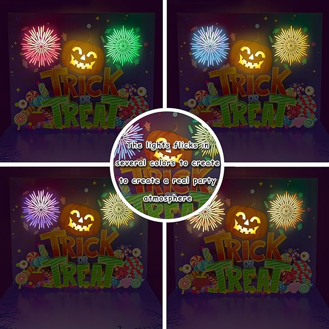 3D Pop Up Trick Or Treat Pumpkin Halloween Card, with light and music, For Kids, Friend, Boyfriend, Girlfriend, Husband, Him, Women - Skull, Ghost, Envelope