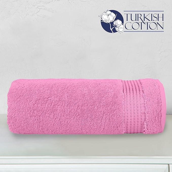 Elegant Comfort Premium Turkish Cotton 1 Piece Jumbo Bath Towel - 35 x 70 inch, Luxurious Hotel Spa Quality 100% Turkish Cotton Large Bath Towel - Highly Absorbent - Soft Bathroom Towel, Light Pink