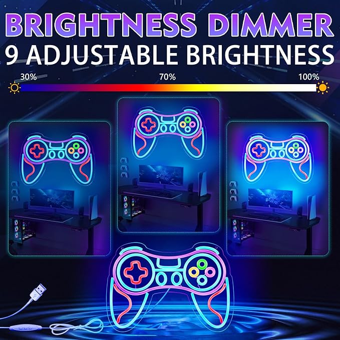 Gamer Neon Sign for Bedroom Decor -Game Controller for Game Room Decoration,USB Lights Led Gaming Neon for Teen Boy Room Decor -Best Gamer Gifts for Boys Kids (16.5 * 11.4in)
