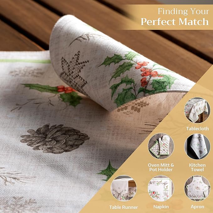 Maison d' Hermine Placemats Set of 4 100% Cotton Washable Cloth Place Mats, Reusable Table Mats for Kitchen Dining Decoration, Party, Wedding, Restaurant (Christmas Dew, 13" x 19")