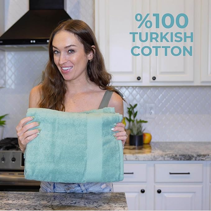 TEXTILOM Turkish Hand Towels for Bathroom – Hotel and Spa Quality & Soft & Absorbent & Quick Dry Bathroom Hand Towels – 100% Cotton Turkish Hand Towel Set of 4 (16 x 28 inches) - Aqua