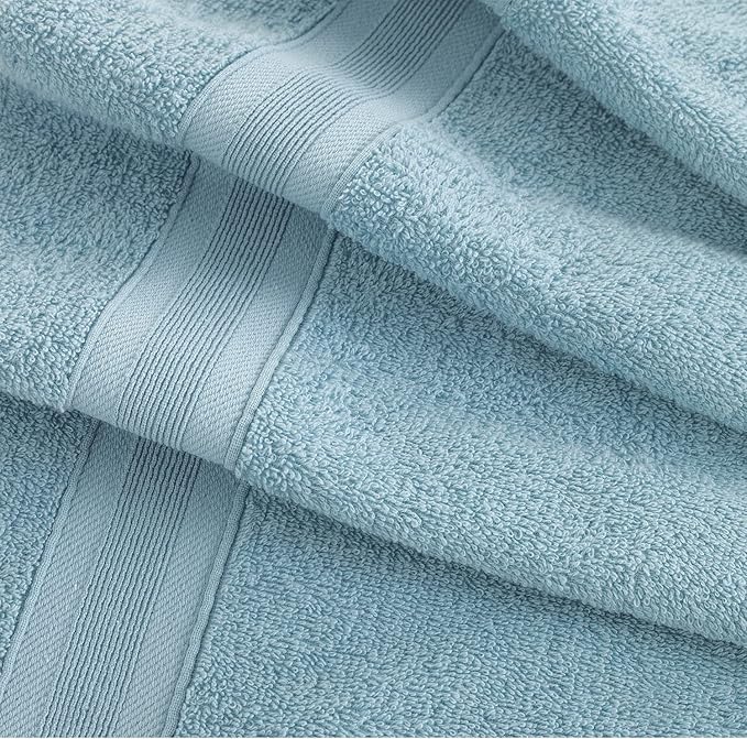 Quick-Dry, Soft & High Absorbent Bath Towels 27"x54" Cotton Turkish Bath Towel Set of 4 | Daily Use 100% Cotton Towels for Bathroom, Gym & More | Bathroom Towels Set (4 Pcs, Blue)
