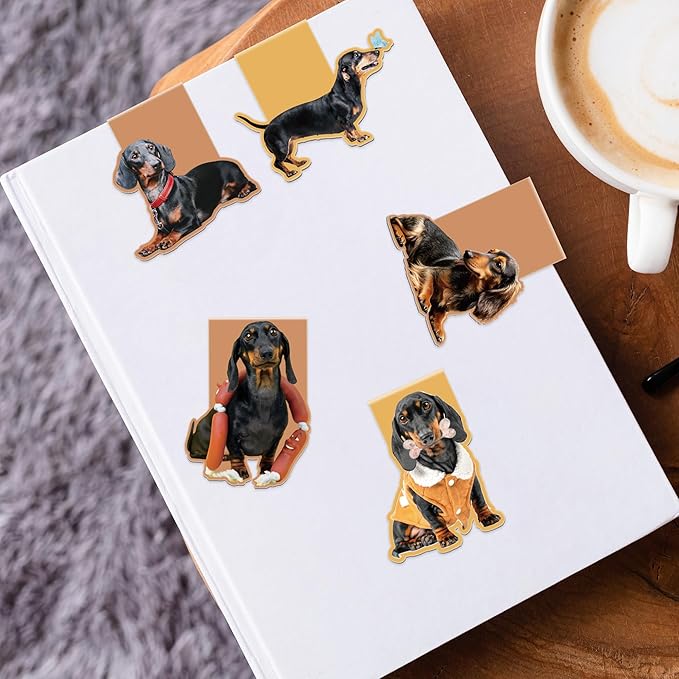 Dachshund Magnetic Bookmarks: 8 Pcs Dog Magnet Book Mark Dachshund Gifts, Cute Dog Man Page Markers, Gift for Kids Women Men Students School Office Supplies