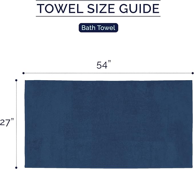 Elegant Comfort Premium Turkish Cotton 2 Pack Bath Towel Set - 27 x 54 inch, Luxurious Hotel Spa Quality 100% Turkish Cotton 2PC Bath Towel Set - Highly Absorbent - Soft Bathroom Towels, Navy Blue