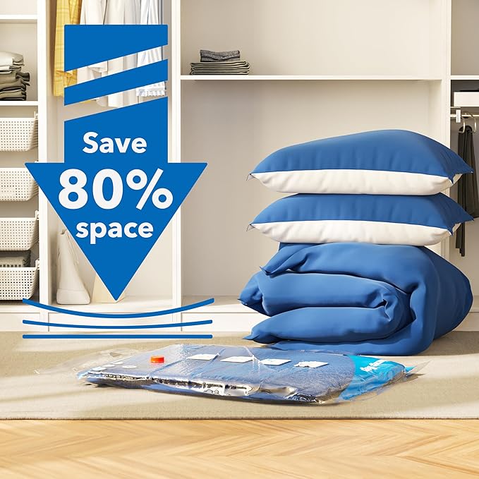 Vacuum Storage Bags with Electric Air Pump 8 Combo (2 Jumbo/2 Large/2 Medium/2 Small), Plastic Packaging Bags,Travel Vacuum Bags For Luggage,Clothes, Pillows, Comforters, Blankets, Bedding