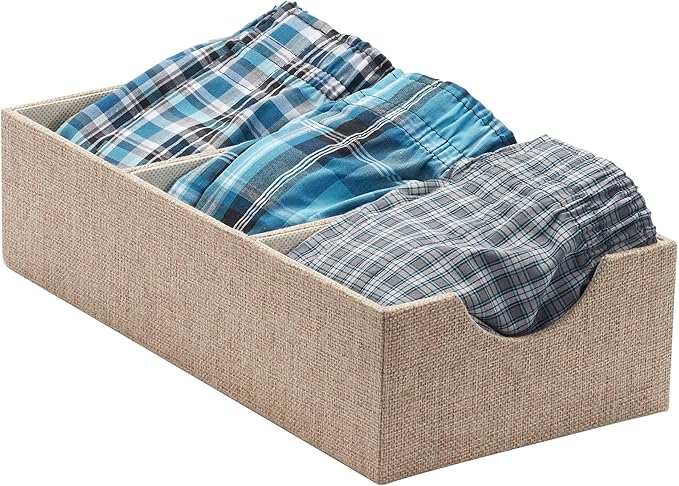 Household Essentials Brown 722-1 Deep 3 Section Drawer Organizer Box for Storage | 12 in x 6.13 in x 3.13